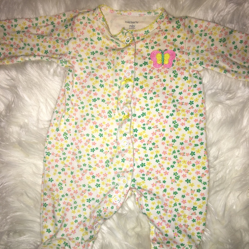 x3 Cute Vintage Style Footie Pjs Babygirl Newborn
